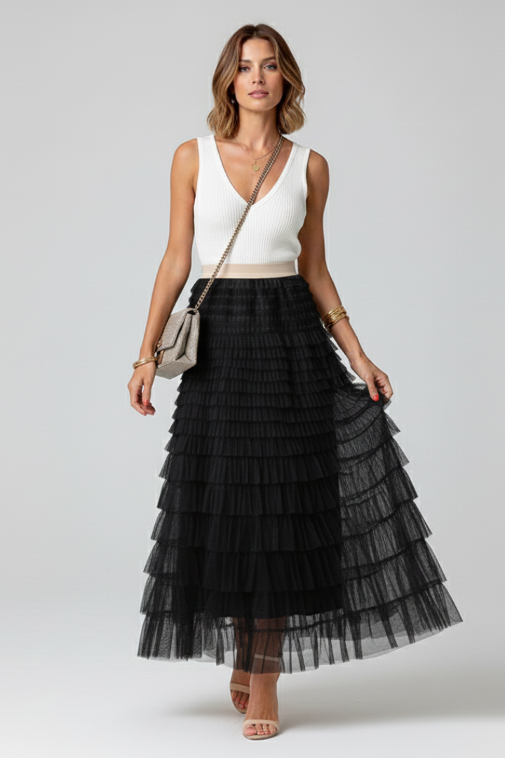 Maris | Women’s Layered Tulle Midi Skirt