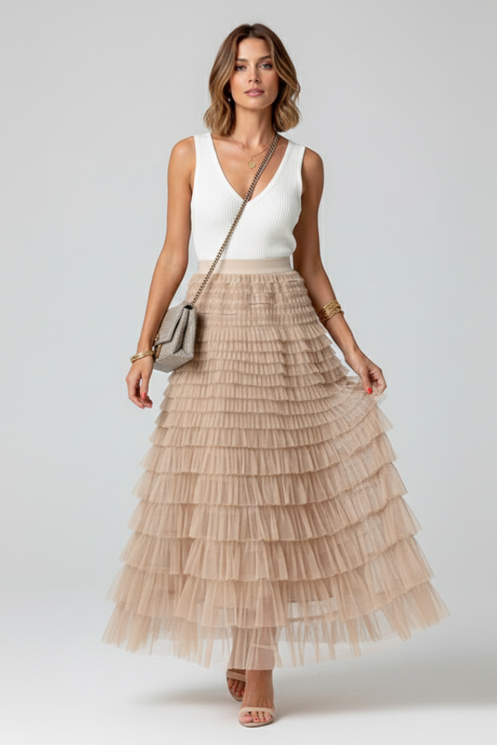Maris | Women’s Layered Tulle Midi Skirt