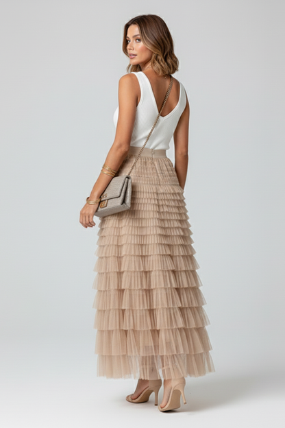 Maris | Women’s Layered Tulle Midi Skirt