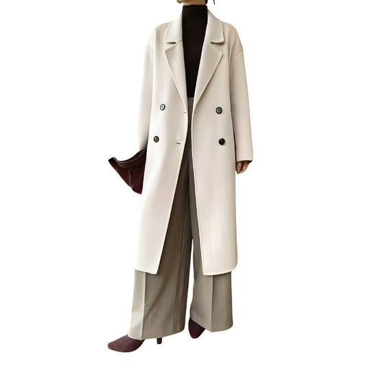 Alex | Women’s Long Trench Coat with Fold-Over Collar
