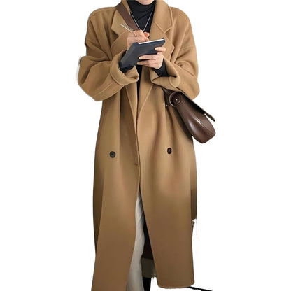 Alex | Women’s Long Trench Coat with Fold-Over Collar