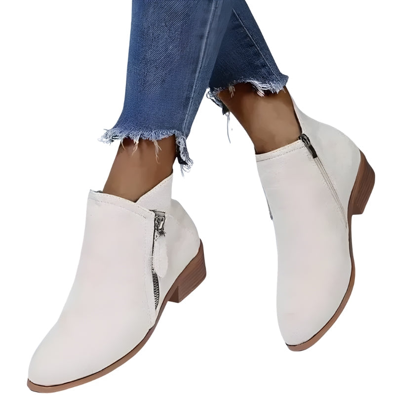 Kaia | Women’s Suede Ankle Boots with Side Zip and Block Heel