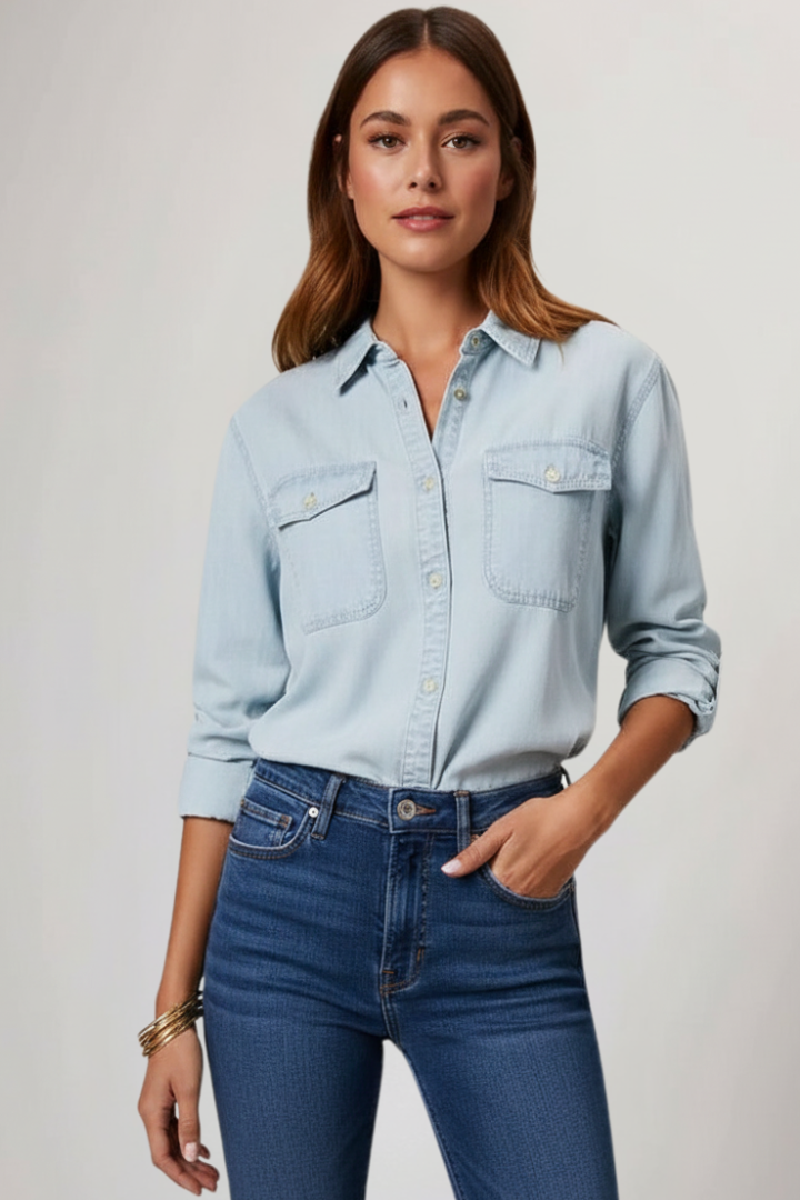 Brenda | Women’s Classic Button Front Denim Shirt