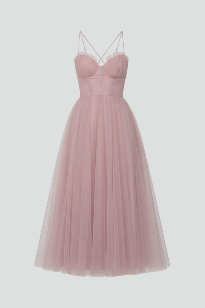 Roslyn | Women’s Strapless Tulle Midi Dress