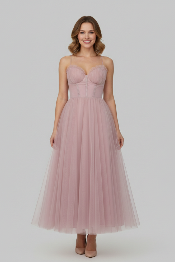 Roslyn | Women’s Strapless Tulle Midi Dress
