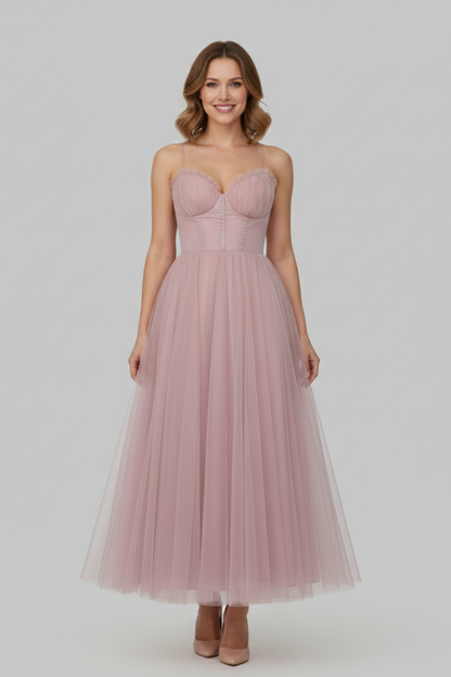 Roslyn | Women’s Strapless Tulle Midi Dress