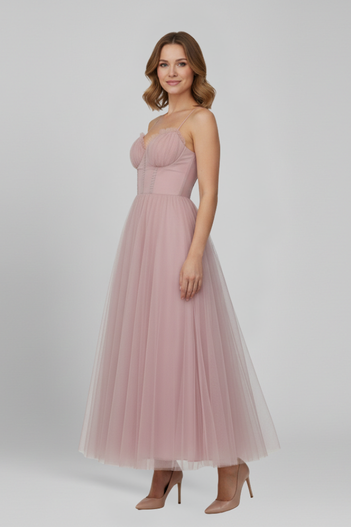 Roslyn | Women’s Strapless Tulle Midi Dress