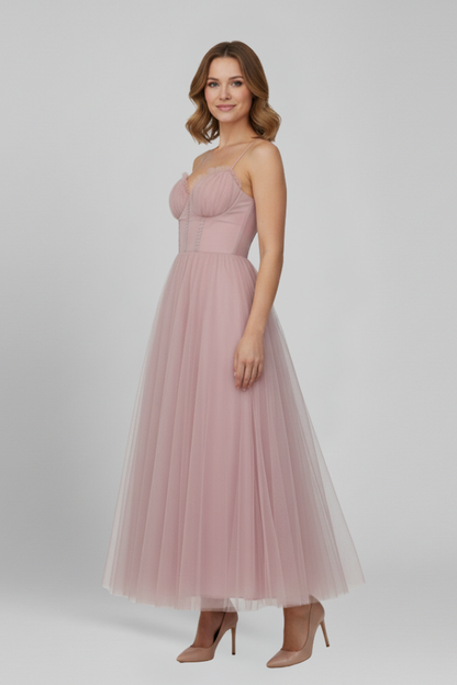 Roslyn | Women’s Strapless Tulle Midi Dress