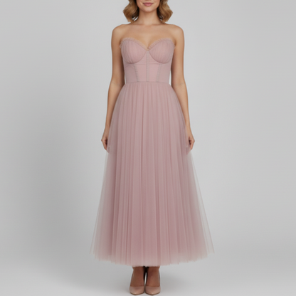 Roslyn | Women’s Strapless Tulle Midi Dress