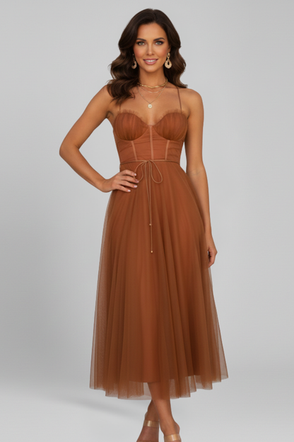 Roslyn | Women’s Strapless Tulle Midi Dress