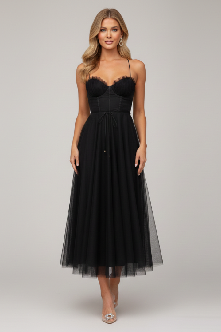 Roslyn | Women’s Strapless Tulle Midi Dress
