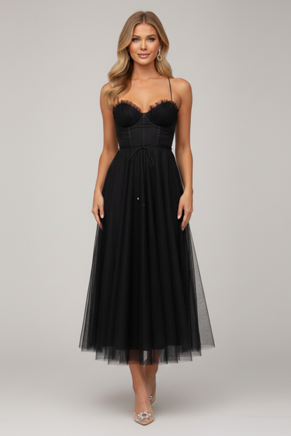 Roslyn | Women’s Strapless Tulle Midi Dress