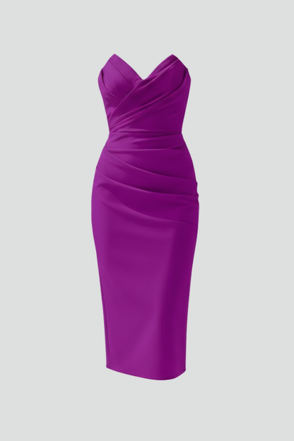 Alessia | Women’s Strapless Ruched Bodycon Midi Dress