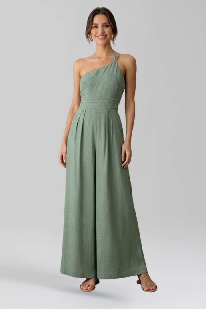 Everly | Women’s One Shoulder Wide Leg Jumpsuit