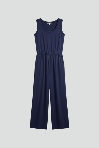 Colette | Women’s Crew Neck Wide Leg Jumpsuit with Elastic Waist