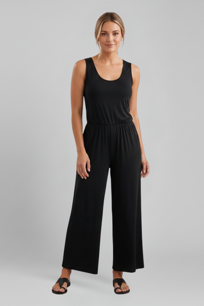 Colette | Women’s Crew Neck Wide Leg Jumpsuit with Elastic Waist