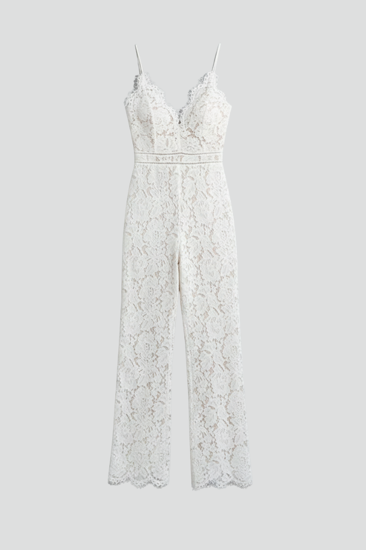 Aniston | Women’s Sleeveless Lace V-Neck Wide Leg Jumpsuit
