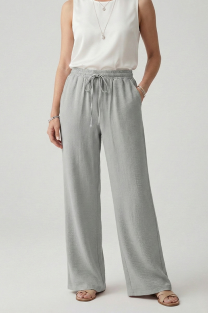 Leighton | Women’s Casual Palazzo Pants with Drawstring Waist and Side Pockets