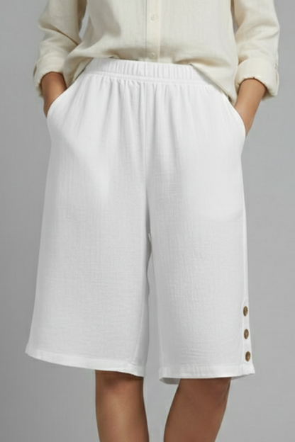 Camber | Women’s Elastic Waist Wide Leg Shorts with Button Detail