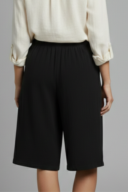 Camber | Women’s Elastic Waist Wide Leg Shorts with Button Detail
