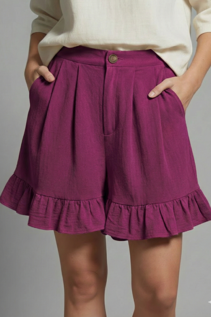 Averlynn | Women’s High-Waisted Casual Shorts with Ruffle Hem