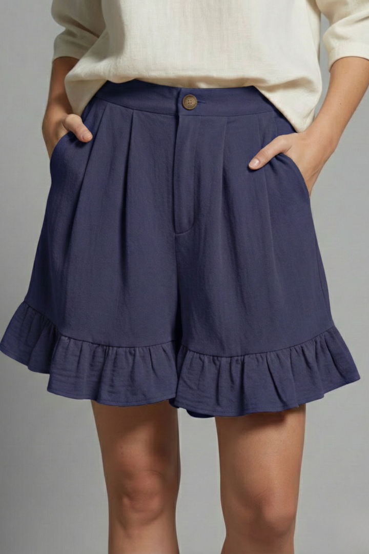 Averlynn | Women’s High-Waisted Casual Shorts with Ruffle Hem