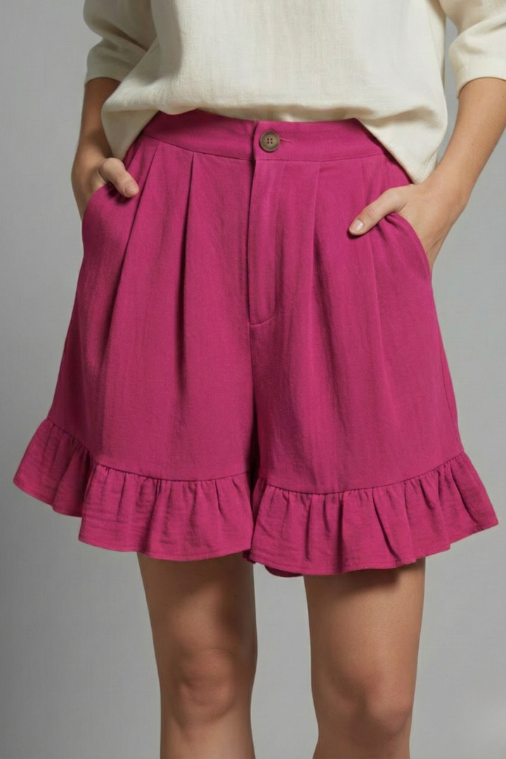 Averlynn | Women’s High-Waisted Casual Shorts with Ruffle Hem