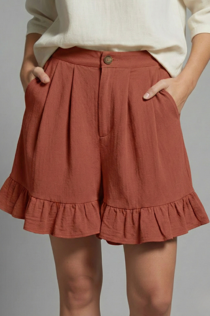 Averlynn | Women’s High-Waisted Casual Shorts with Ruffle Hem