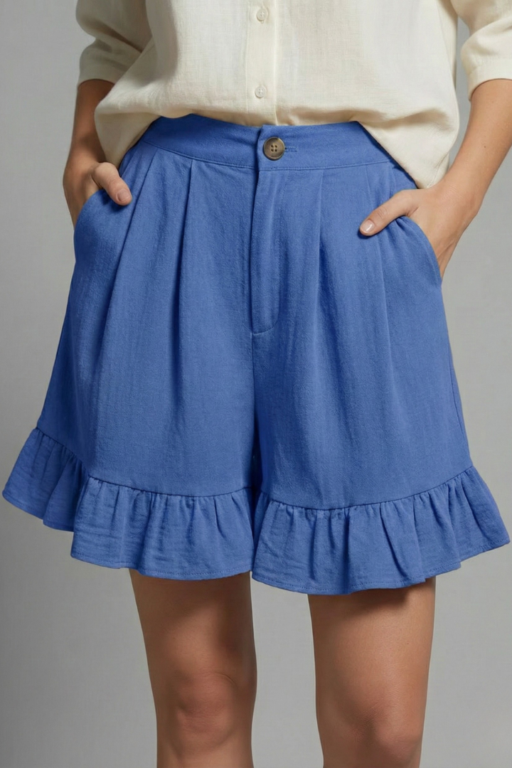 Averlynn | Women’s High-Waisted Casual Shorts with Ruffle Hem