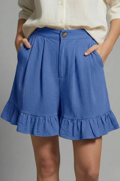 Averlynn | Women’s High-Waisted Casual Shorts with Ruffle Hem