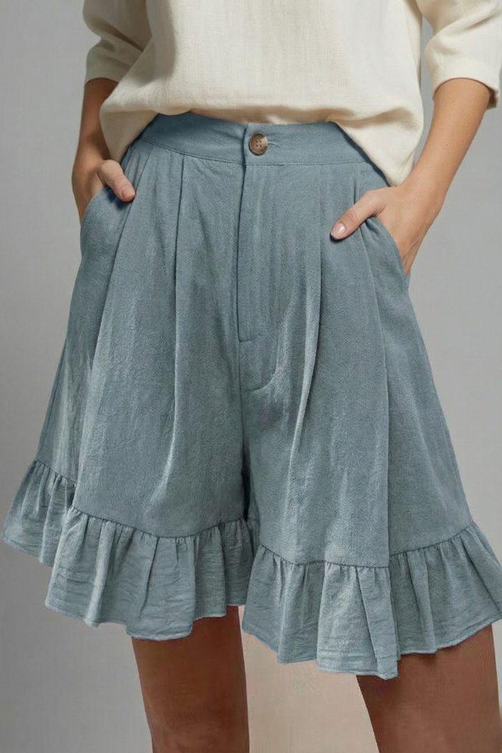 Averlynn | Women’s High-Waisted Casual Shorts with Ruffle Hem