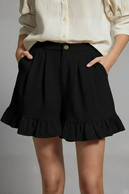Averlynn | Women’s High-Waisted Casual Shorts with Ruffle Hem