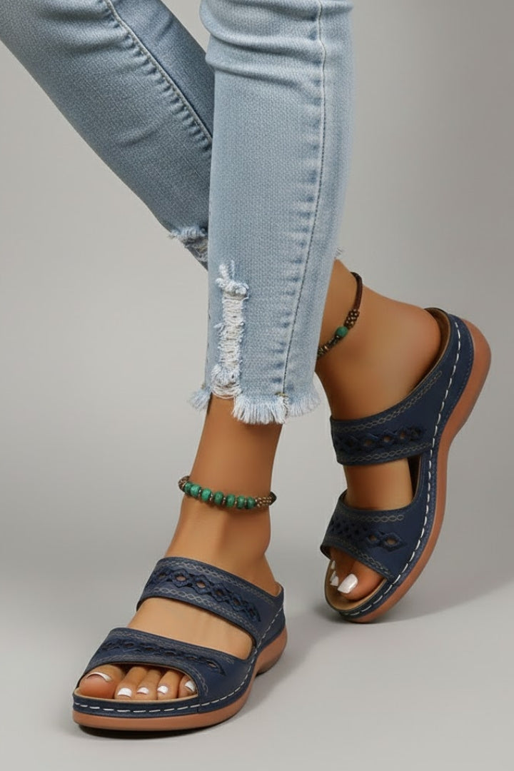 Zaria | Women’s Double Strap Slide Sandals with Cutout Detail