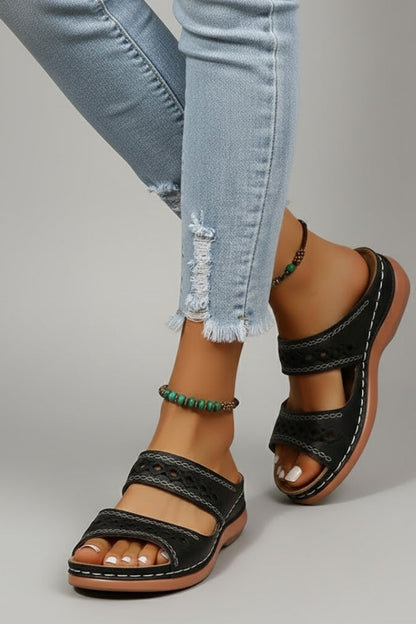 Zaria | Women’s Double Strap Slide Sandals with Cutout Detail