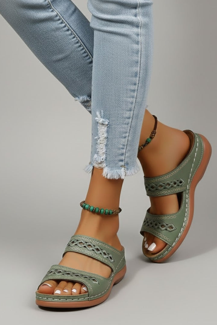 Zaria | Women’s Double Strap Slide Sandals with Cutout Detail