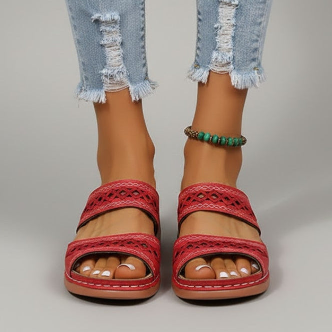 Zaria | Women’s Double Strap Slide Sandals with Cutout Detail