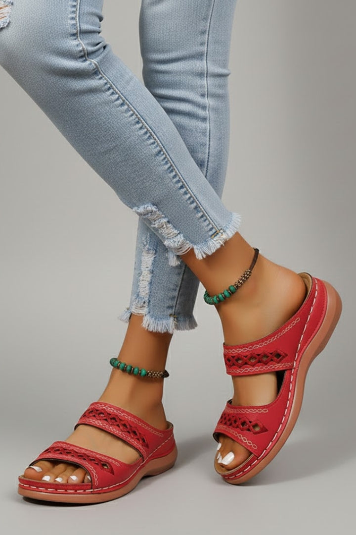 Zaria | Women’s Double Strap Slide Sandals with Cutout Detail