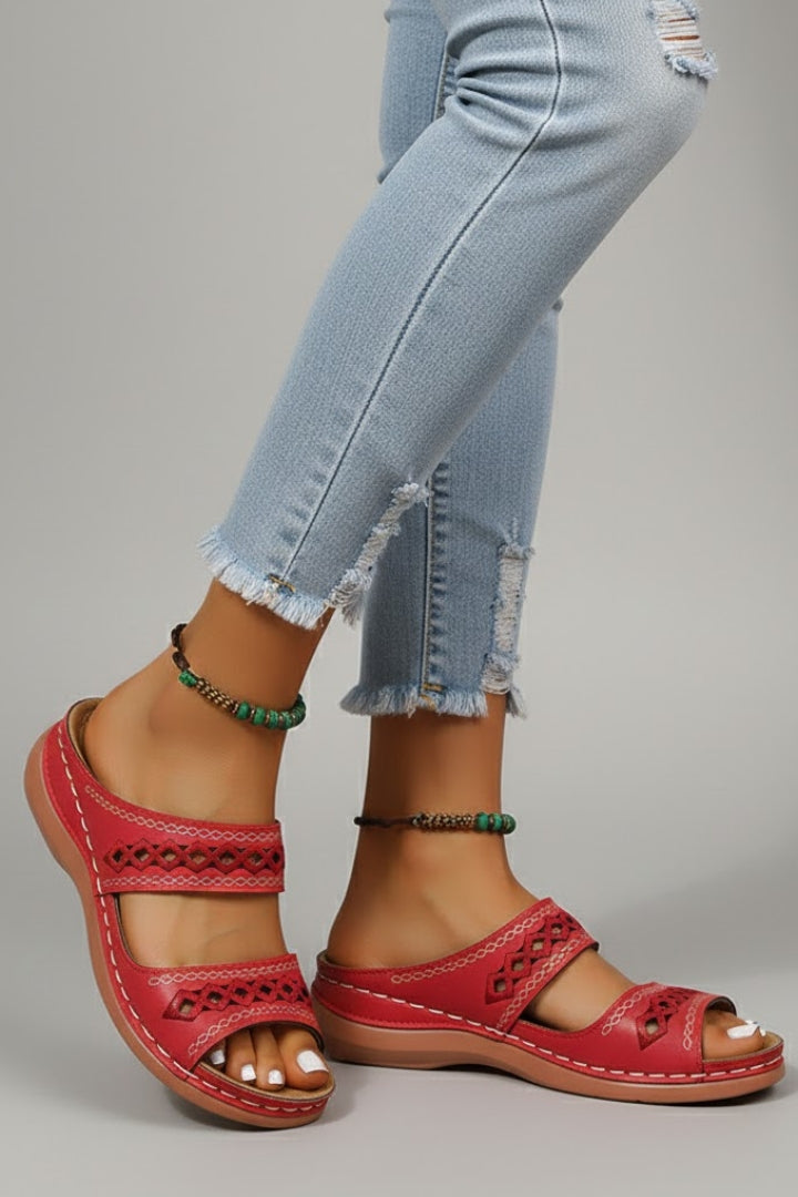 Zaria | Women’s Double Strap Slide Sandals with Cutout Detail