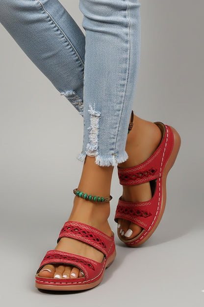 Zaria | Women’s Double Strap Slide Sandals with Cutout Detail