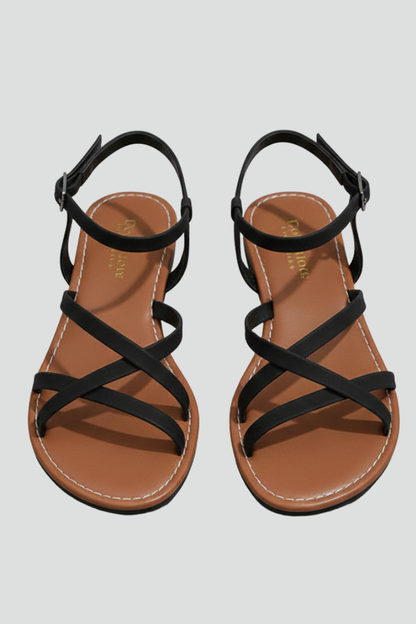 Lyra | Women’s Strappy Flat Sandals with Ankle Strap and Open Toe