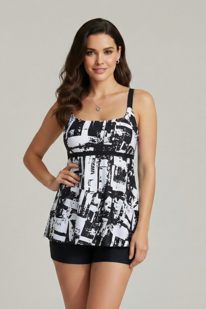 Saylor | Women’s Striped Tankini Set with Swim Shorts
