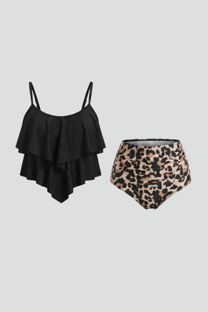 Ryza | Women’s Ruffle Tankini Set with High Waist Bottom