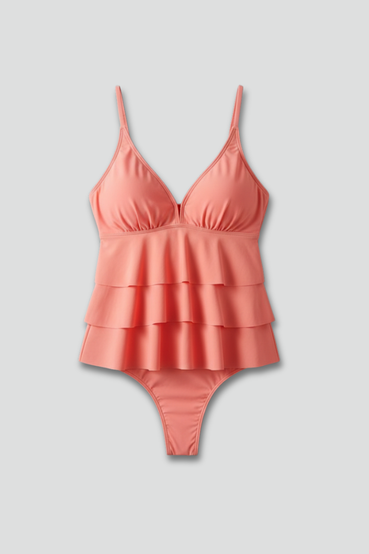 Callie | Women’s Tiered Ruffle V-Neck Tankini Set