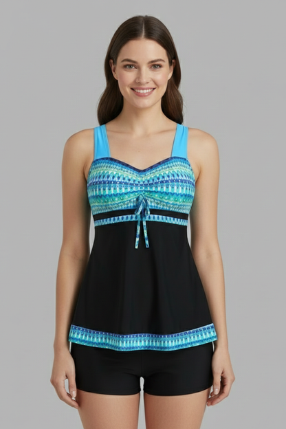 Brooklyn | Women’s Printed Tankini Set with Swim Shorts