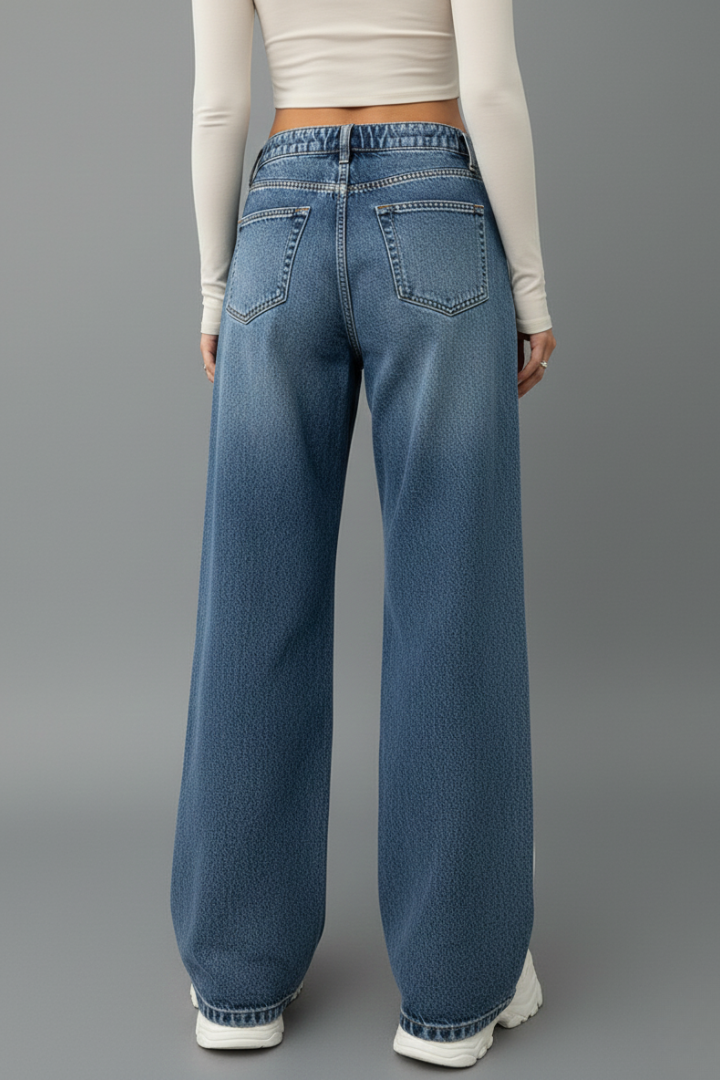 Lennox | Women’s Relaxed Wide-Leg Denim Jeans with Drawstring Detail