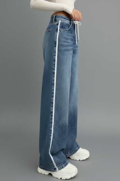 Lennox | Women’s Relaxed Wide-Leg Denim Jeans with Drawstring Detail