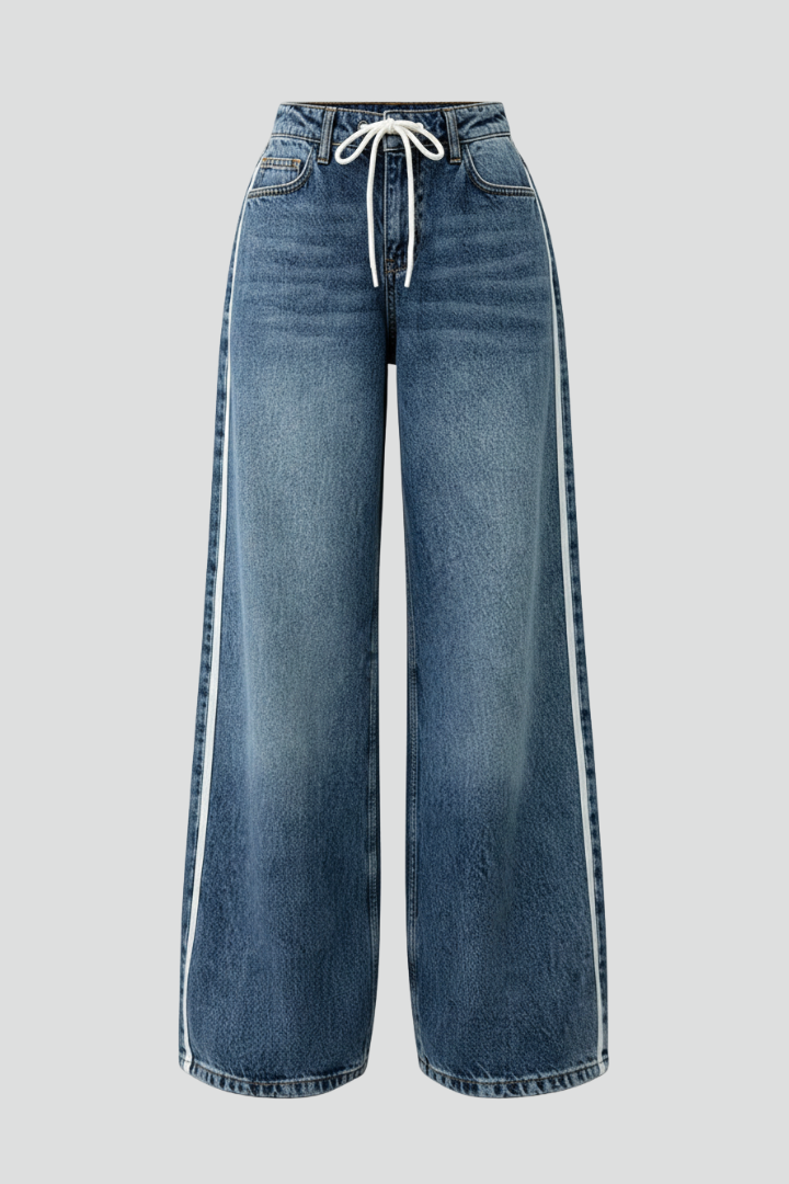 Lennox | Women’s Relaxed Wide-Leg Denim Jeans with Drawstring Detail