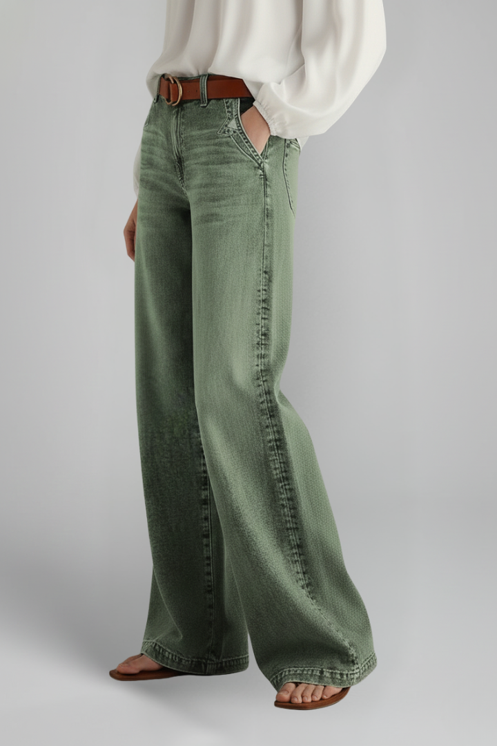 Delphine | Women’s Casual Wide-Leg High-Rise Denim Jeans