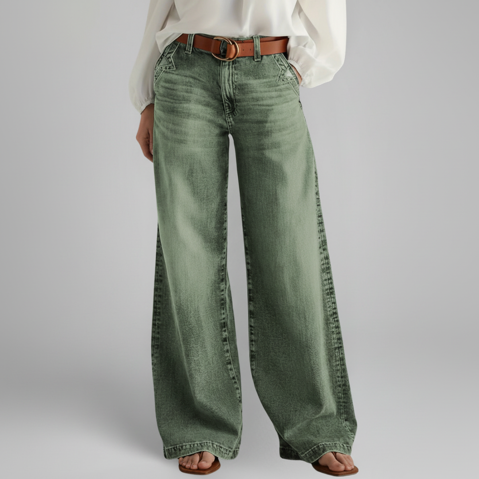 Delphine | Women’s Casual Wide-Leg High-Rise Denim Jeans