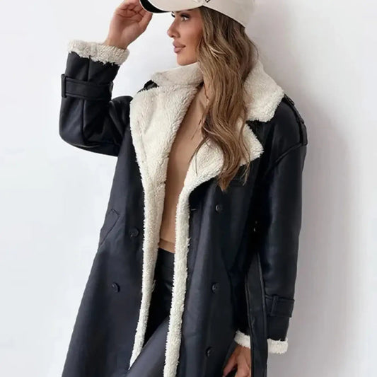 Elsa | Women’s Longline Faux-Shearling Winter Coat